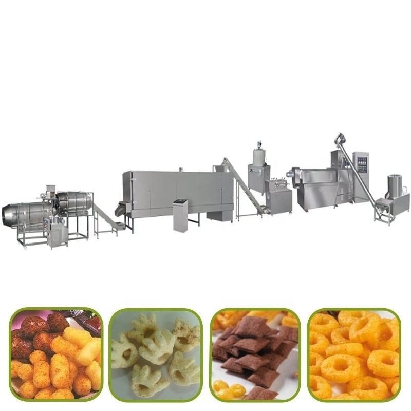 Linea di produzione automatica di snack macchina PLC controllata estrusore 120KW Potenza 5000 kg Peso