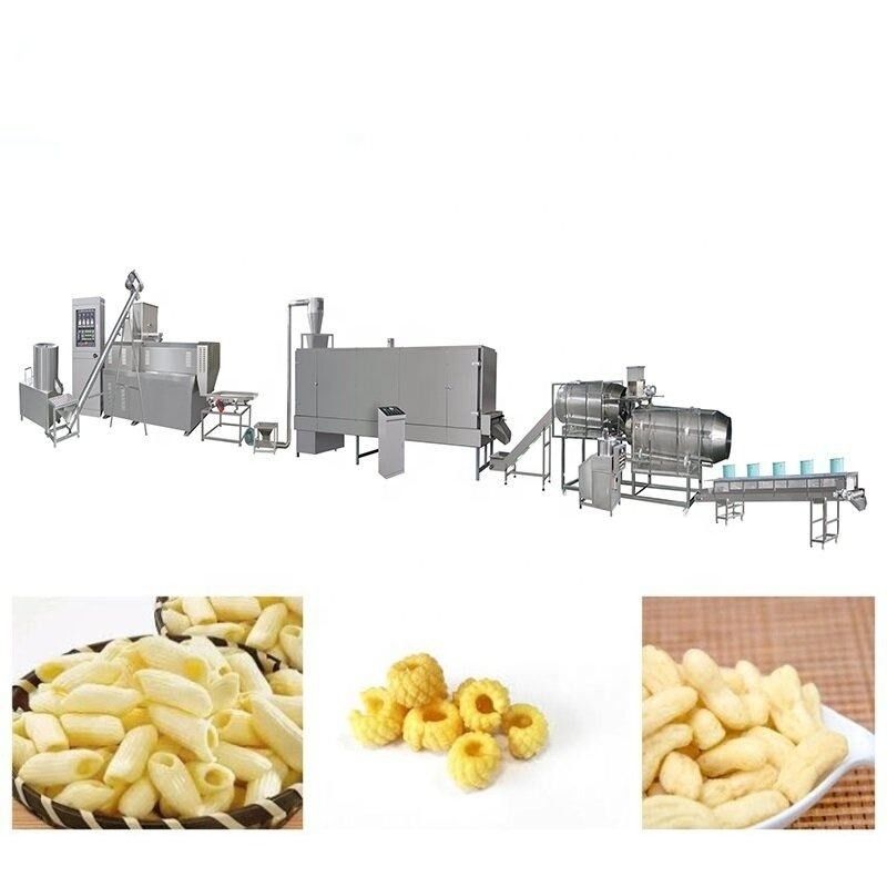 Linea di produzione automatica di snack macchina PLC controllata estrusore 120KW Potenza 5000 kg Peso