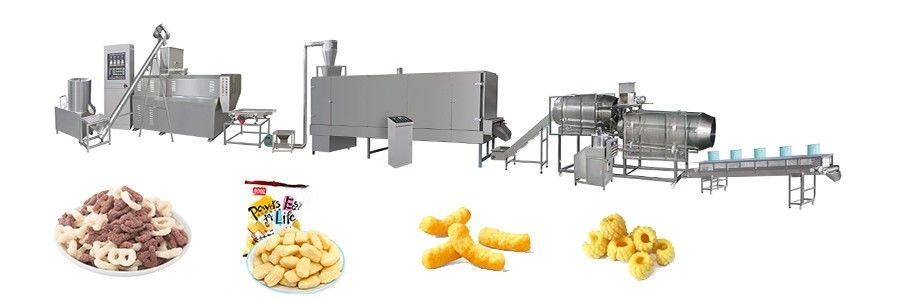 Linea di produzione automatica di snack macchina PLC controllata estrusore 120KW Potenza 5000 kg Peso