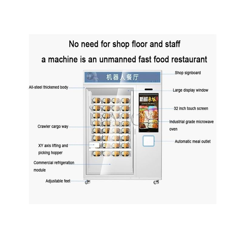 Vendita a caldo Fast Food Caffè Cupcake Automatico 32 pollici touchscreen Microonde riscaldamento distributore automatico