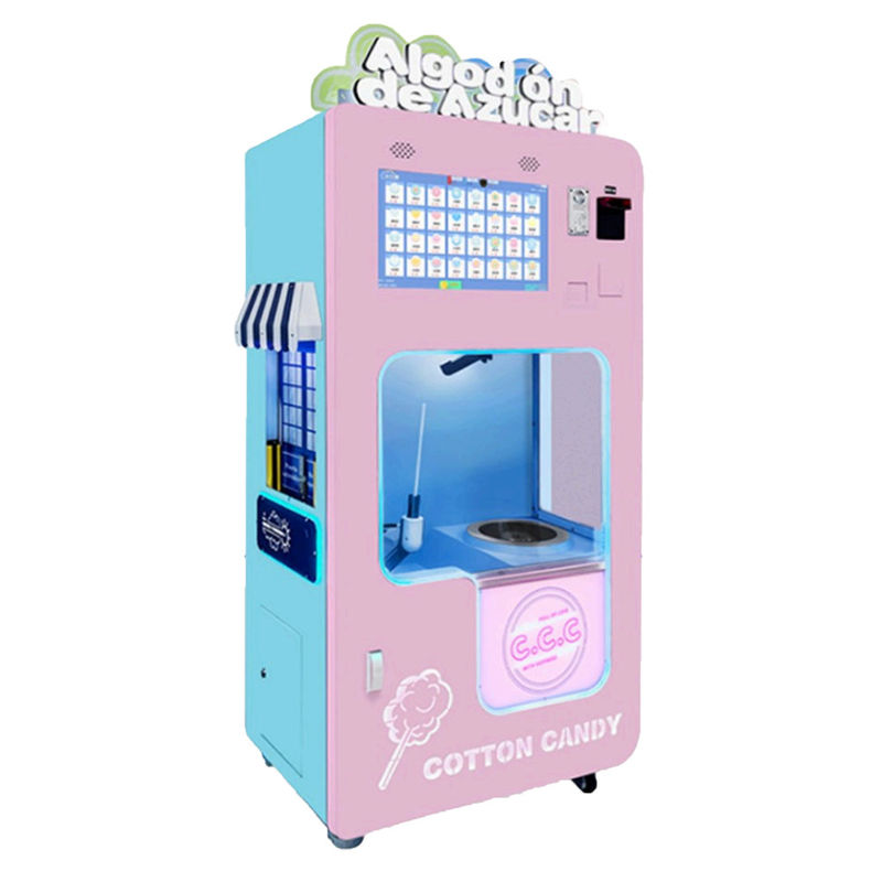 Macchina di fabbricazione di caramelle di cotone automatico con copertura di vetro per uso in ristorante