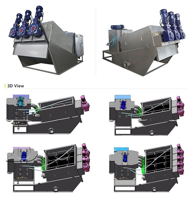 Home Centrale di trattamento delle acque reflue Piccole viti in acciaio inossidabile Deidratazione di fanghi Attrezzatura di filtraggio Alta efficienza