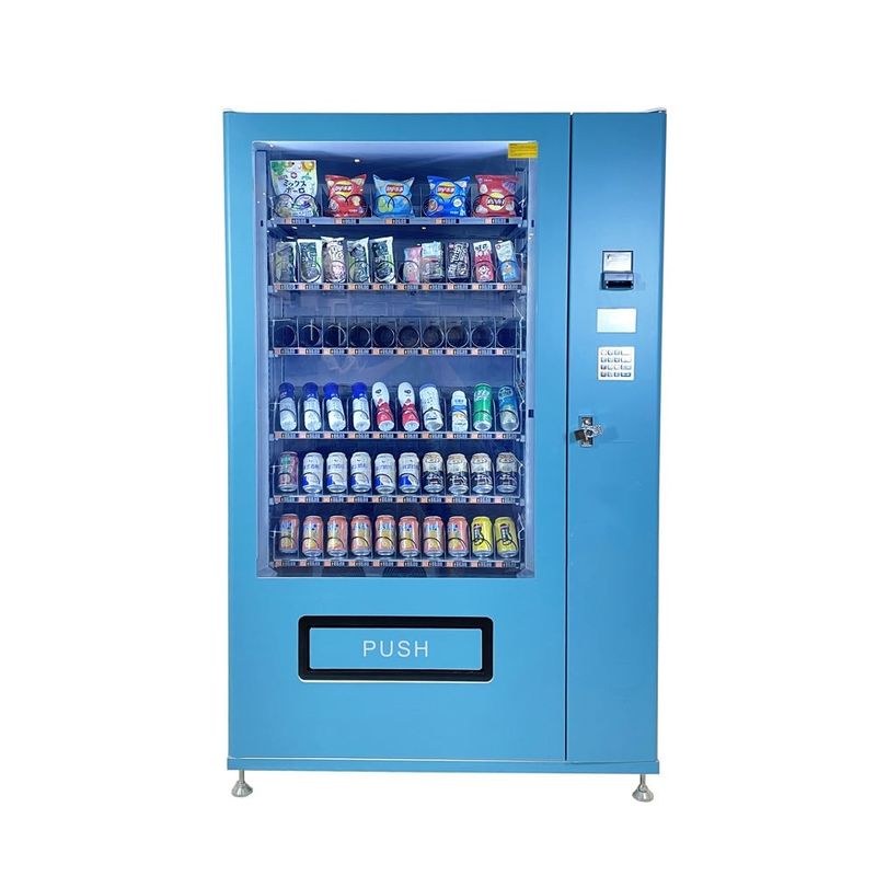 220V 50HZ vending machine con sistema di pagamento denaro cartaceo / moneta / scansione e adesivo a colori personalizzati